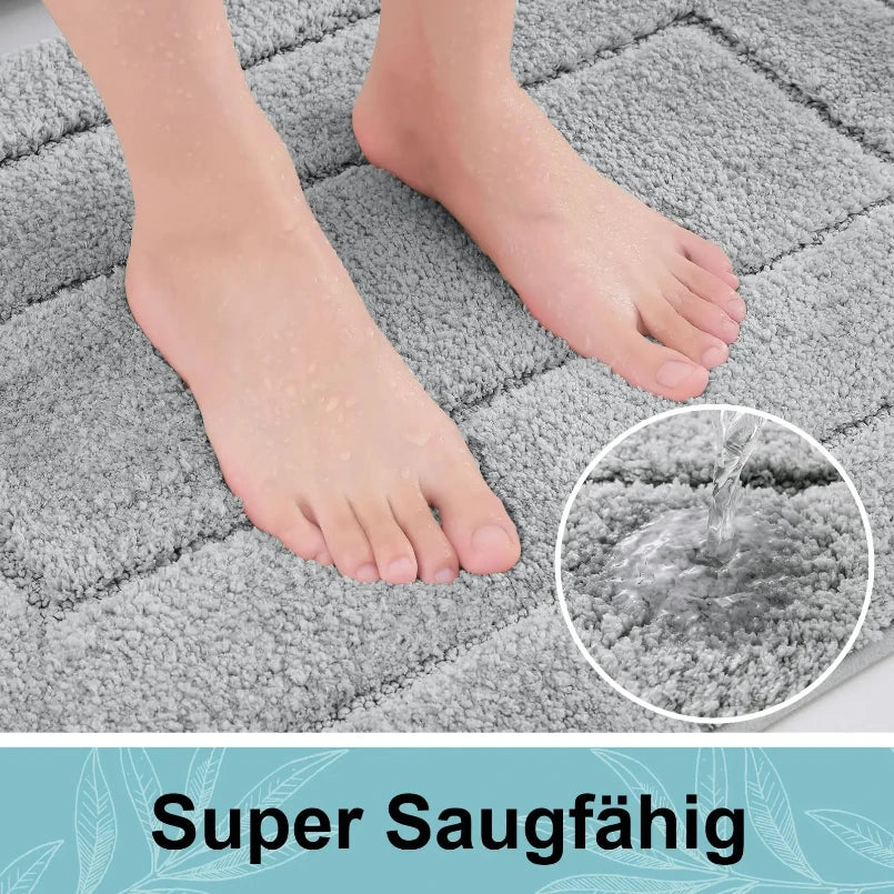 Microfibre Bathroom Rugs Non-Slip Washable Bath Doormat Water Absorbent Resist Dirt Bath Carpet Shower Velveteen Foot Mat