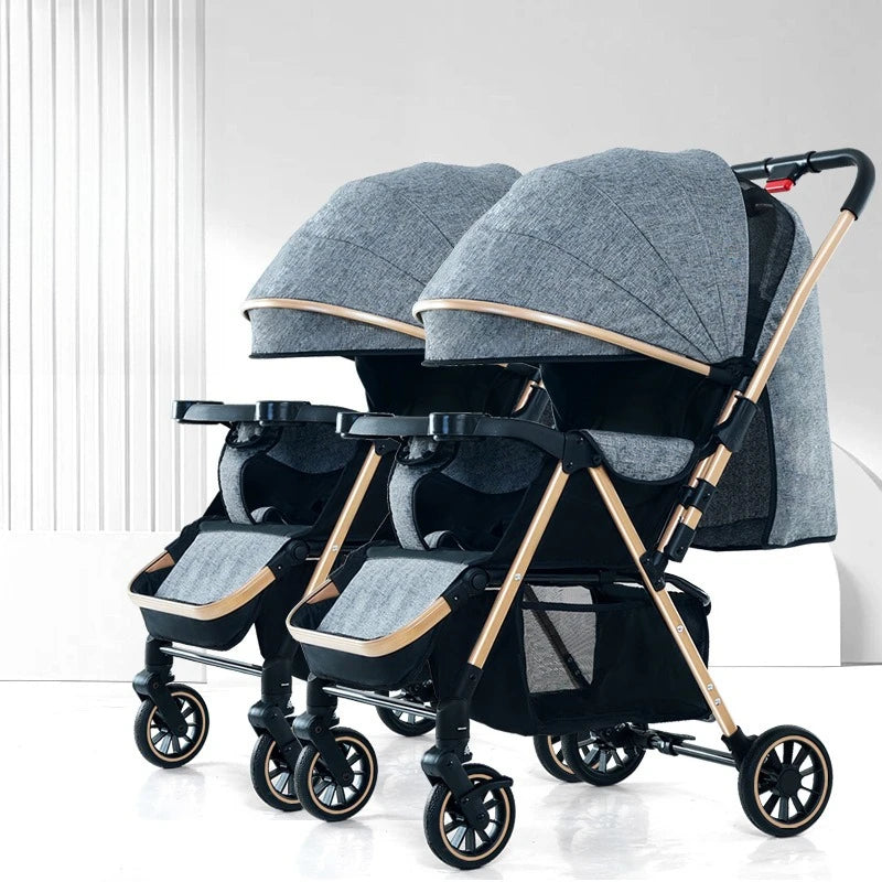 Detachable Twin Baby Stroller for Second Child, Can Sit or Lie Down, Foldable Baby Stroller for Children To Go Out