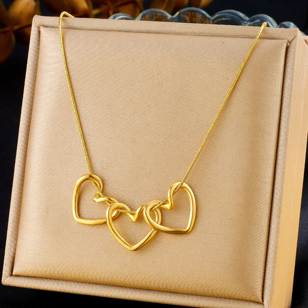 DIEYURO 316 Stainless Steel Golden Minimalist Heart Necklace For Women Fashion Trend Girl Jewelry Valentine's Day Gift Joyas