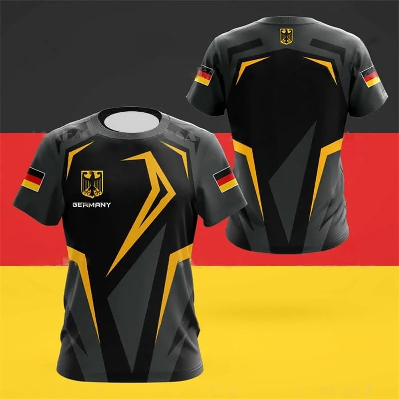 German National Emblem T-Shirt for Mens' Sports Gym T-Shirt Summer Quick Dry Short Sleeves Women Wetsuit Surfing Suit Beachwear