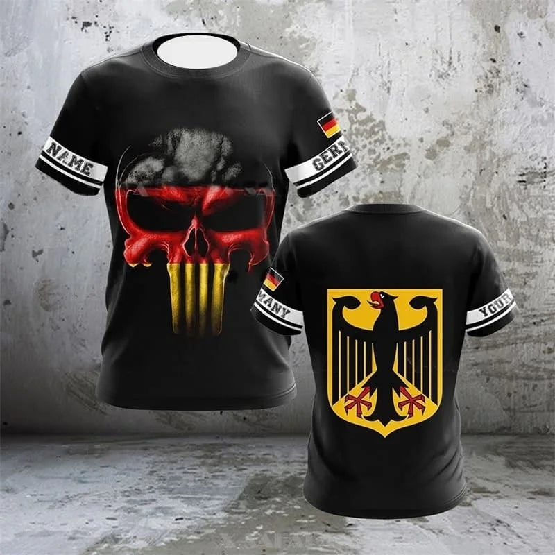 German National Emblem T-Shirt for Mens' Sports Gym T-Shirt Summer Quick Dry Short Sleeves Women Wetsuit Surfing Suit Beachwear