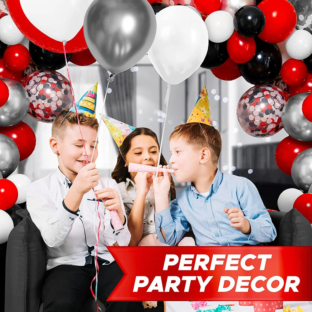 1 Set Red Black Balloons Garland Arch Kit Baby Shower Birthday Decorations Red White Black Silver Balloon Graduation Party Decor