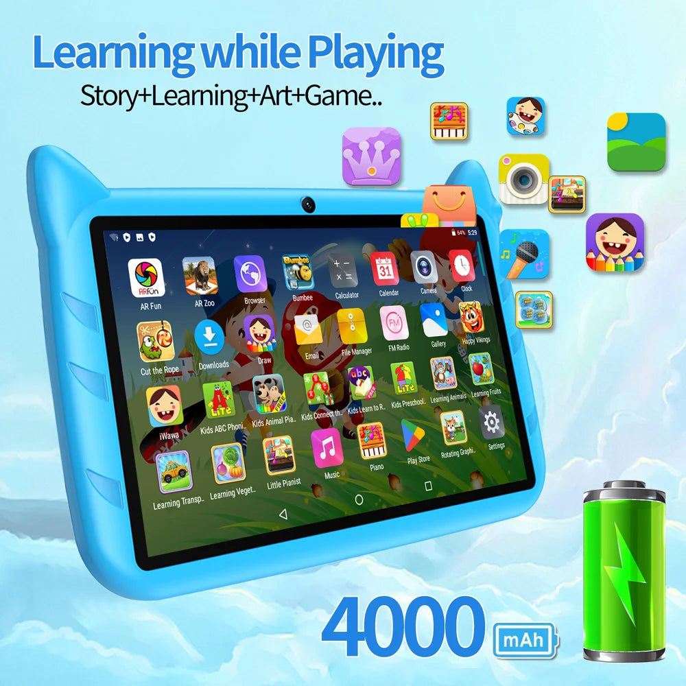 B86 7 Inch Kid Tablet Android 13, 4GB RAM 64GB ROM 1TB Expand,5G WiFi,4000MAH Battery,Dual Camera, Children's Gift Kids Software