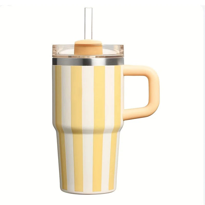 20oz Thermal Water Bottle With Handle and Straw Drinkware Hot Cold Stainless Steel Thermos Portable Car Coffee Cups Thermal Mug