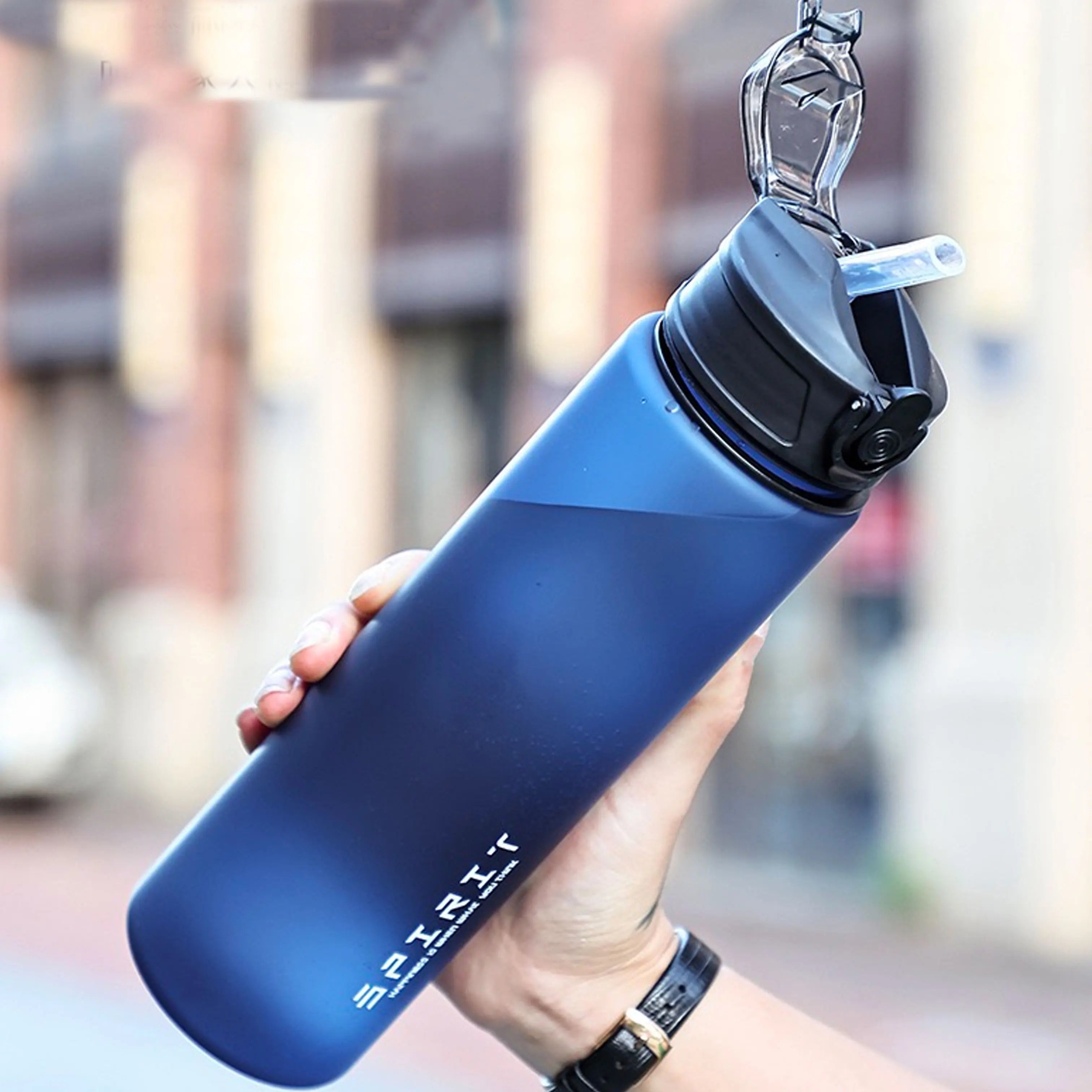A Large-Capacity Straw Cup with Scale, Portable for Outdoor Camping, Hiking, Cycling, Water Bottle, Sports Cup