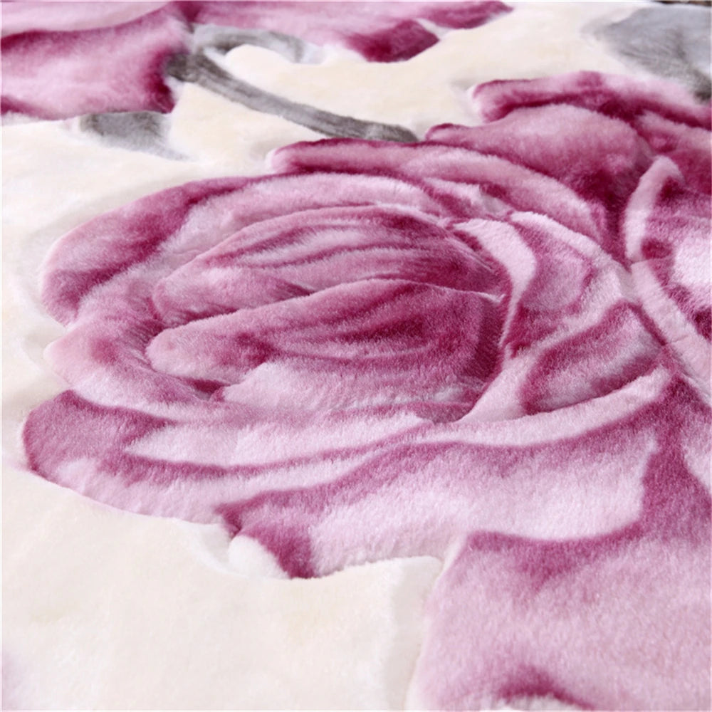 Soft Warm Fluffy Blanket Spring Summer Double Layer Raschel Mink Throw Blanket Bedspread Coverlet Thick Blanket