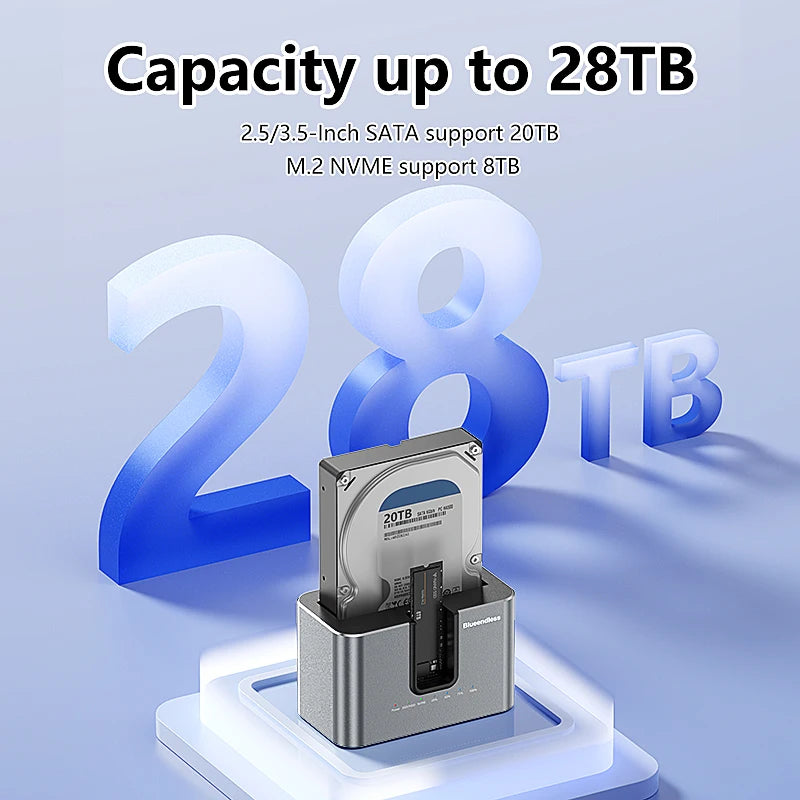Blueendless offline Clone Function M.2 NVME to SATA 2.5 3.5 2.5/3.5 Inch SSD HDD Duplicator Docking Station Enclosure Adapter