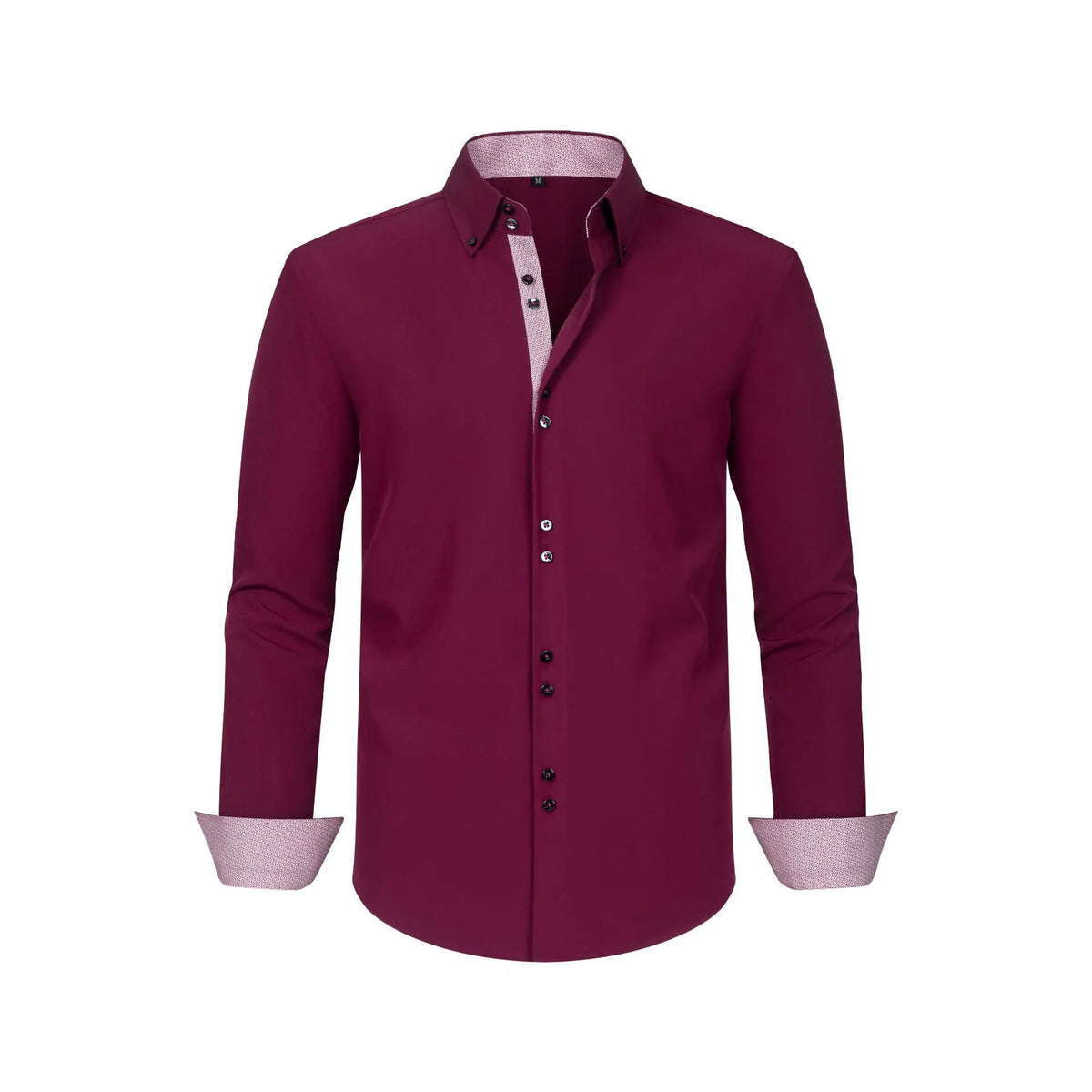 Long Sleeve Casual Shirt For Man Solid Color Patchwork Collar Chic Elegant Double Breasted Men Top Clothing Fashion Streetwear