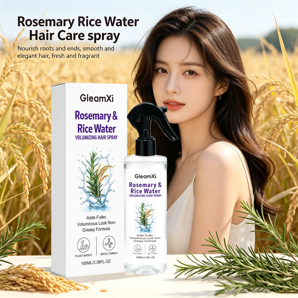 Rosemary & Rice Water Volumizing Hair Spray Lightweight Hydrating Strengthening Hair Root Improve Split Ends Nourish Hair Care
