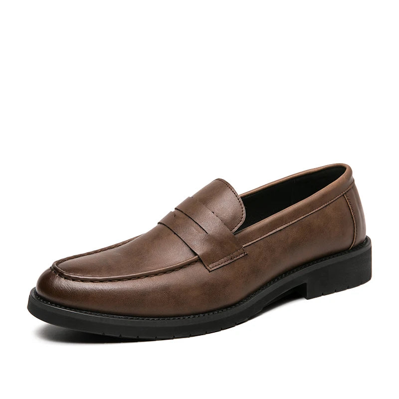 New soft leather breathable leather shoes men Europe station casual British style youth loafers with business bean shoes