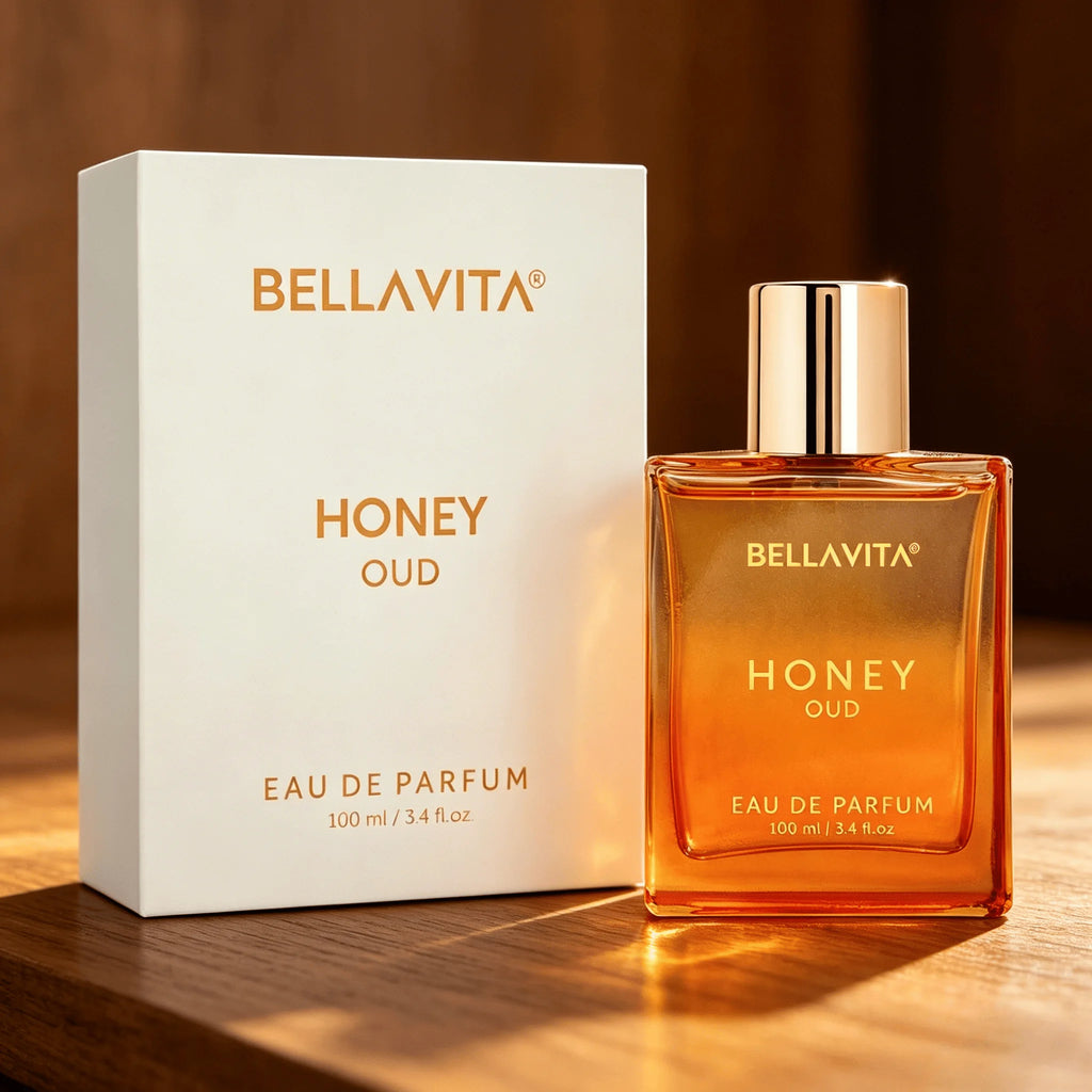 BELLAVITA Honey Oud Eau De Parfum 100ml Long Lasting Woody Sweet Fragrance Unisex Perfume Spray With Gift Box
