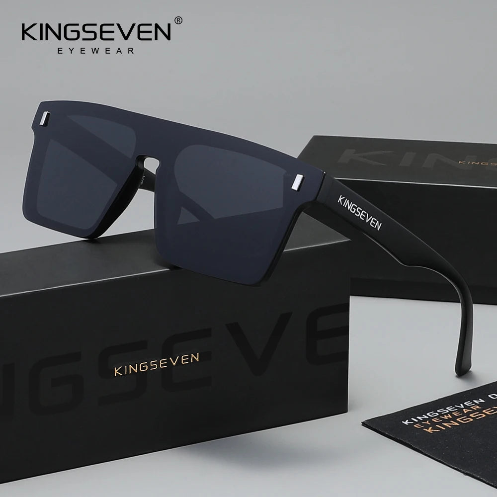 KINGSEVEN Sunglasses Men Women Anti-Glare Polarized UV400 Fashion Glasses Outdoor Diving Rimeless Square Large Eyewear Frames