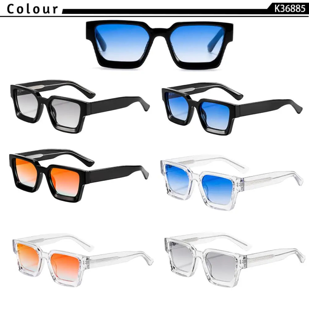 CATERSIDE New Men's Thick Frame Sunglasses Square Frame Gradient Suneyewear Women's Luxury Gift Outdoor Travel Eyewear UV400