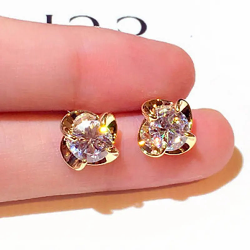 Exquisite design Iced Out Cycle Buckle Earring for Women Top Quality Bling AAA Zircon Stud Earring Wedding Anniversary Jewelry