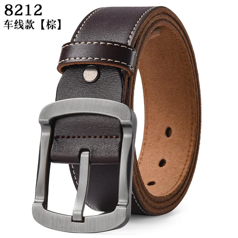 Men's 105-140 150 160 170cm Plus Size Soft Cowhide Belt Metal Pin Buckle Male Leather Waistband Real Leather Jeans Waist Straps