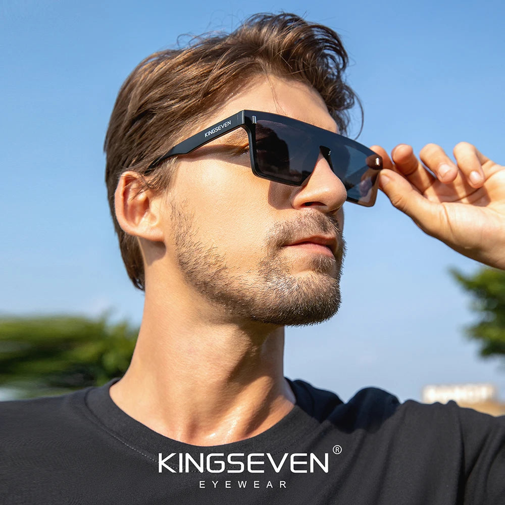KINGSEVEN Sunglasses Men Women Anti-Glare Polarized UV400 Fashion Glasses Outdoor Diving Rimeless Square Large Eyewear Frames