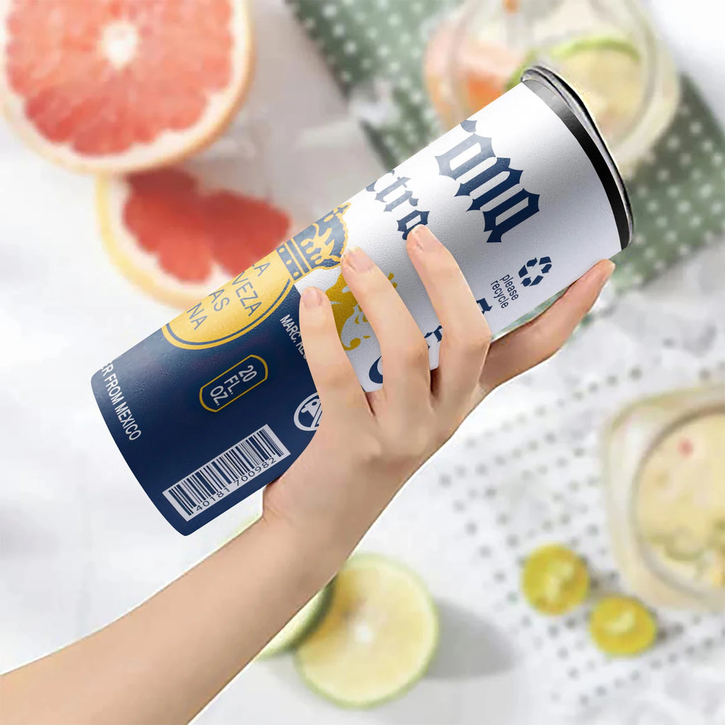 20oz Keep Hot or Cold Corona Tumblers Cup With Lid and straw Mexican Creative Extra Beer Can Stainless Steel Vacuum Water Bottle