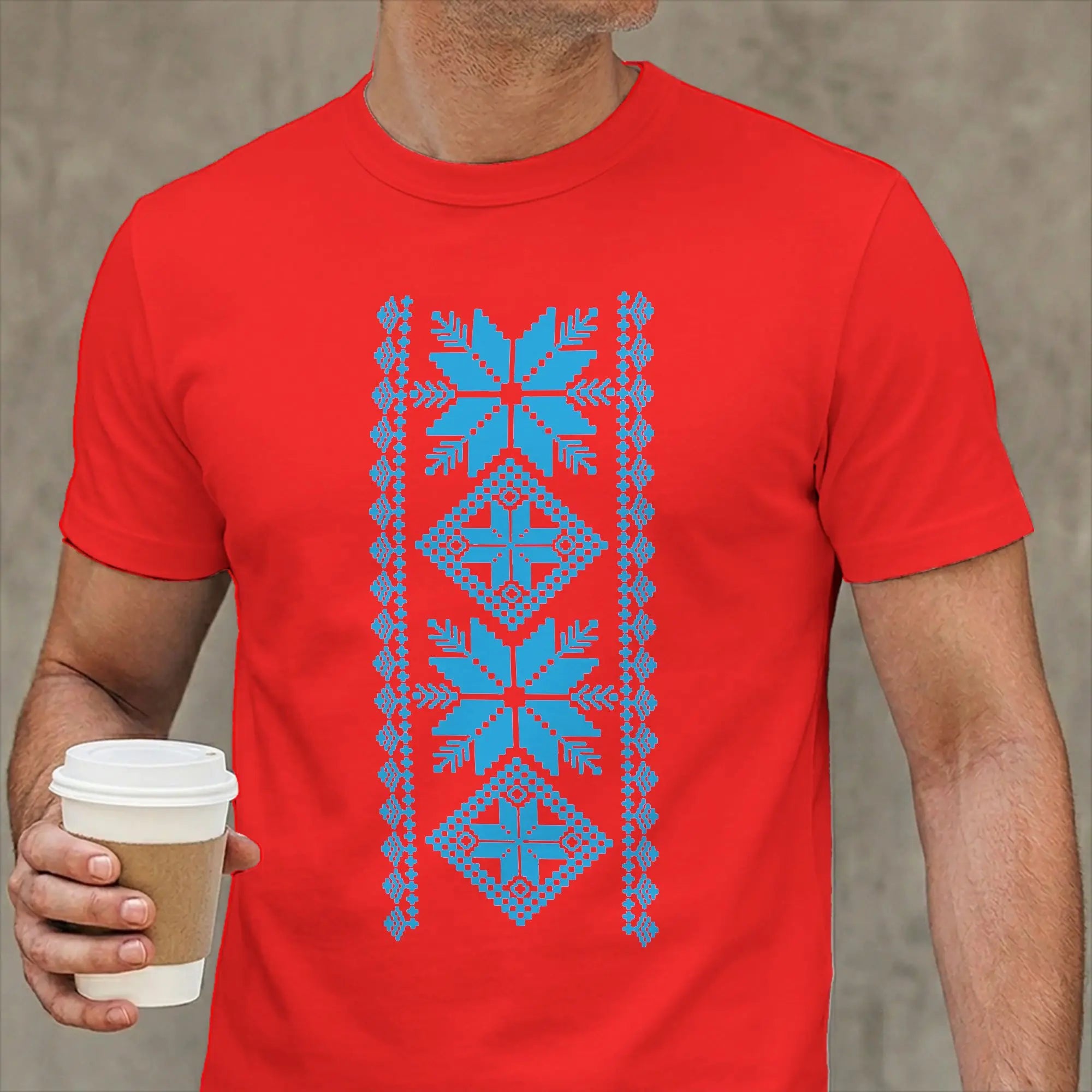 Ukrainian Vyshyvanka T-Shirts for Men Symbols of Ukraine Funny 100% Cotton Tee Shirt Crewneck Short Sleeve T Shirt Clothes