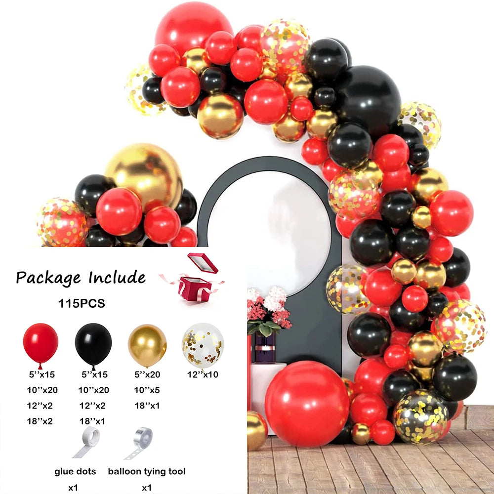 1 Set Red Black Balloons Garland Arch Kit Baby Shower Birthday Decorations Red White Black Silver Balloon Graduation Party Decor
