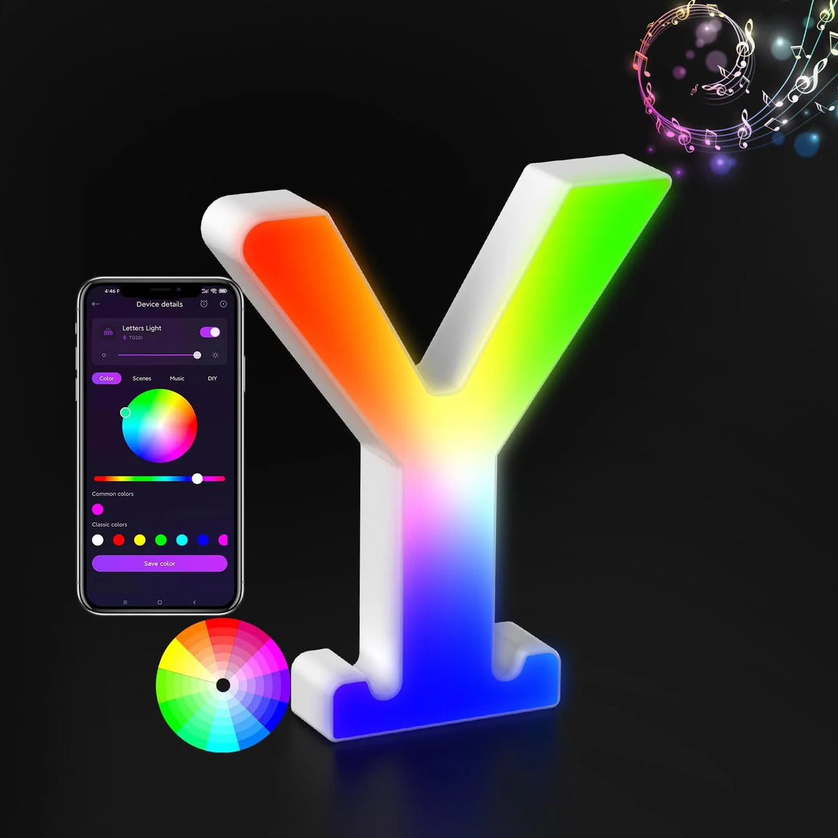 Light Up Letters LED Letter Lighted Letter Color Glitter Alphabet MeRGBW APP Music Sync Gift Logo Bar Wall Night Light Letters