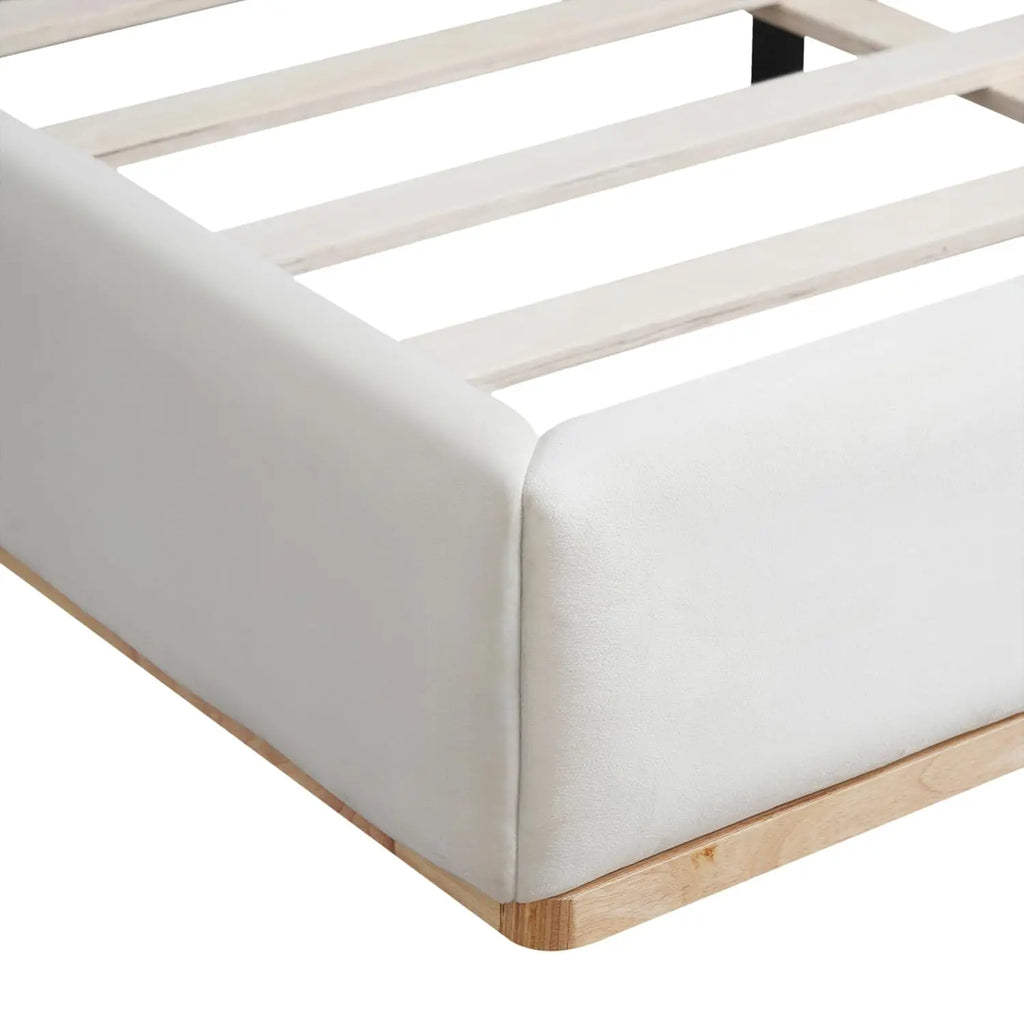 Modern King Size Platform Bed Frame with Cloud Headboard, King Size Boucle Cloud Platform Bed for Adult, Mattress Foundation, No