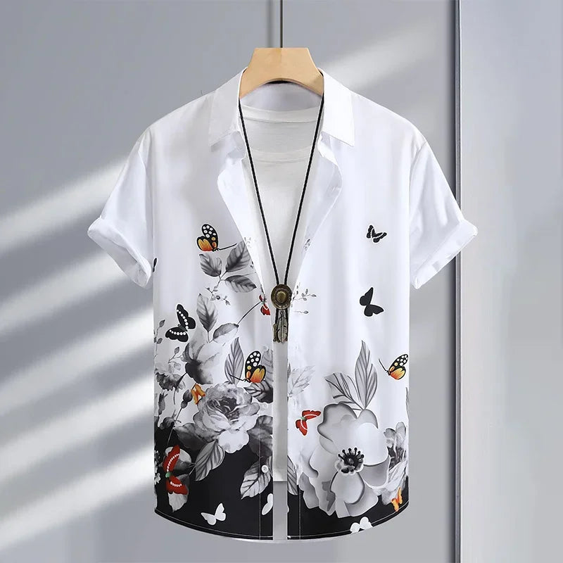 Summer Tiki Men'S Hawaiian Shirt 3D Printed Short Sleeved Button Down Lapel Shirt Oversized Tops Casual Aloha Shirts Man