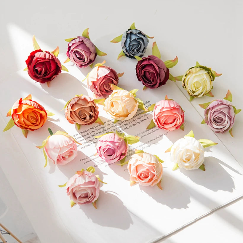 10/30pcs Artificial Flowers Silk Tea Buds Rose Wedding Wreaths bouquet Christmas Home Decorative Diy Scrapbooking Gifts Hot sale