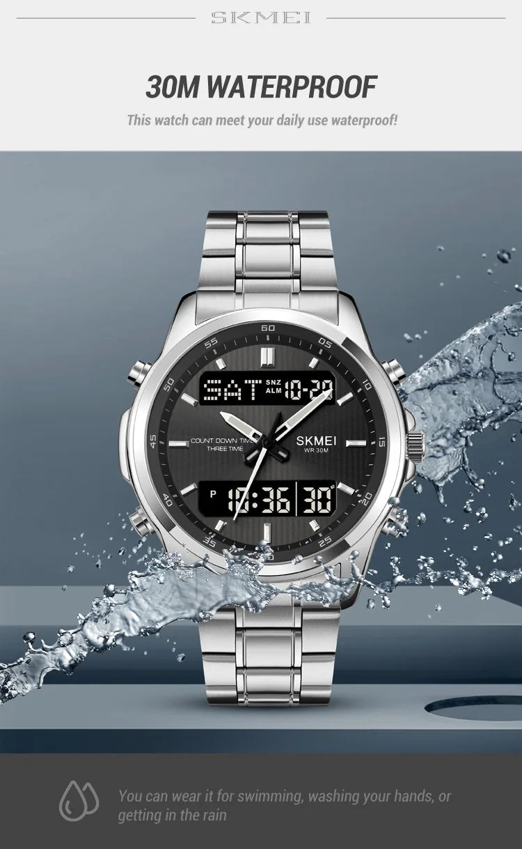 SKMEI 2049 Brand Electronic Watches for Man Fashion Large Dial Wristwatch Luminous Alarm Clock Calendar Casual Men Digital Watch