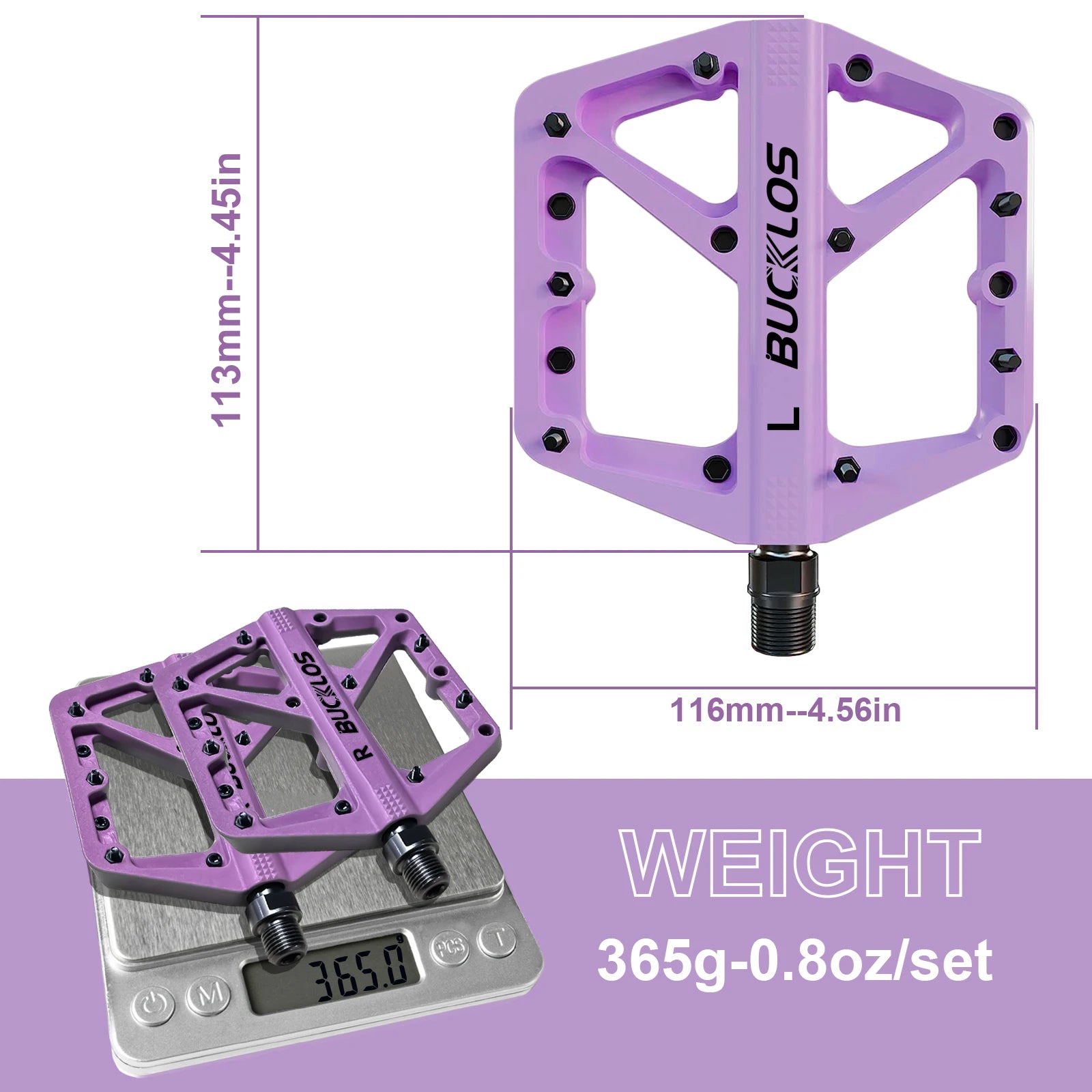 BUCKLOS Pedals DU Bearing Bicycle Pedal Platform Ultralight Nylon Road Mountain Bike Pedal Non-slip MTB Flat Pedals Bicycle Part