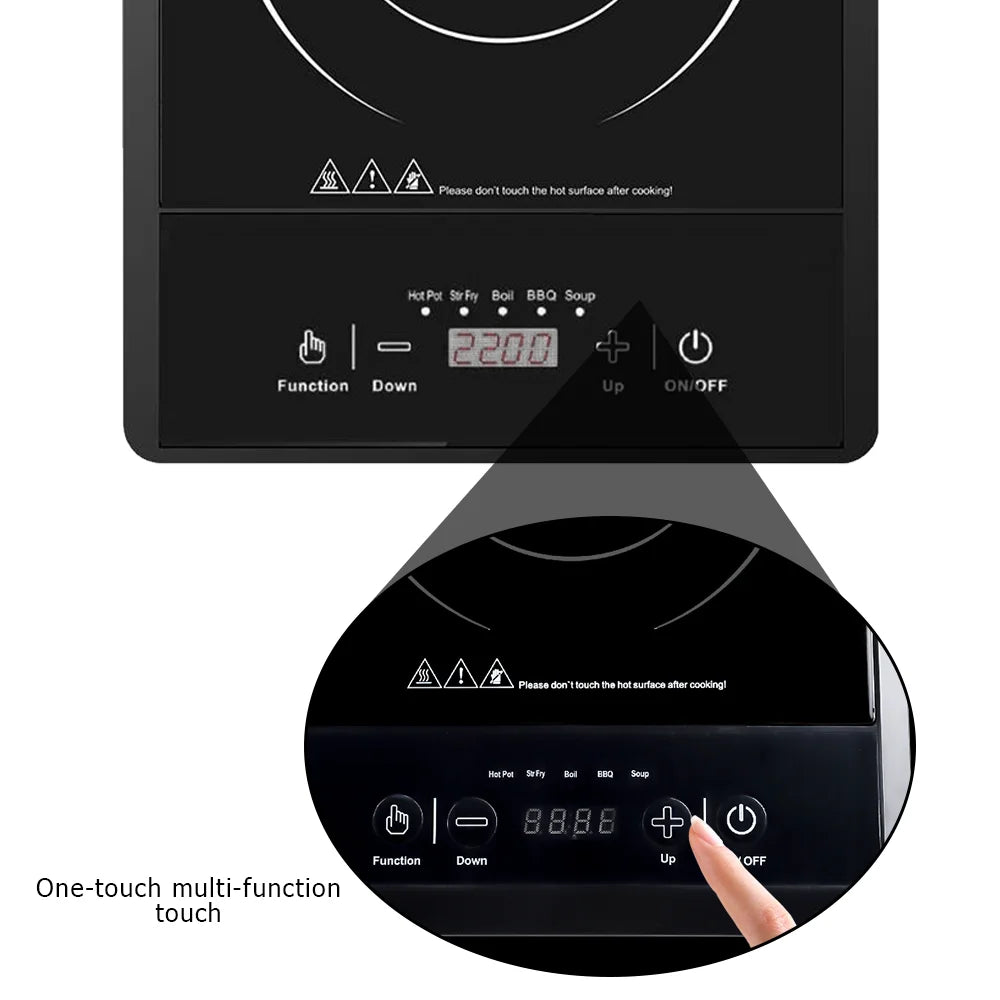 2200W Electric Induction portable Induction Cooktop English Keypad Panel With 5 preset programs with adjustable power settin