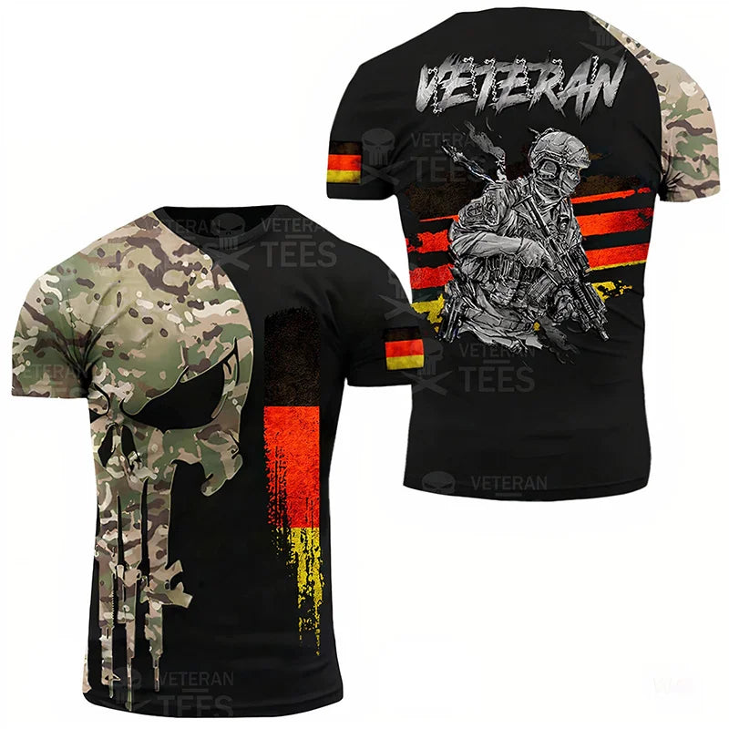 Germany Flag T Shirt Men Tops Tee Shirts 3D Jungle Camo Printed Deutschland Eagle Emblem T-Shirt Olive Beige Forest Short Sleeve