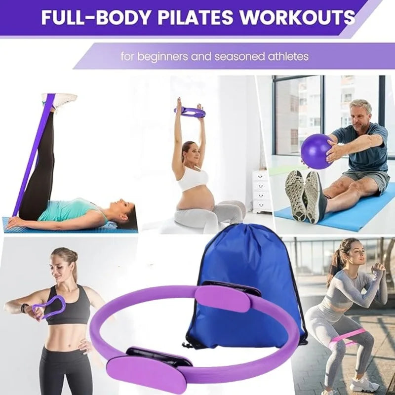 Yoga Pilates Circle 13 Piece Fitness Set, Home Exercise Novice Yoga Equipment Accessories Body Shaping Portable Sports Kit Set
