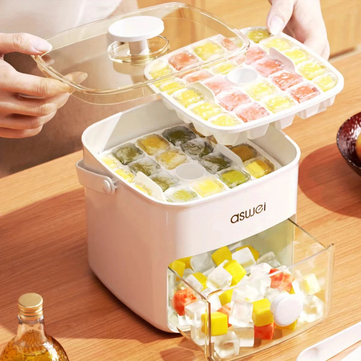 48 Rows Ice Maker With A Simple Press On Lid Double Layer Design Essential For Making Homemade Ice For Desserts And Beverages