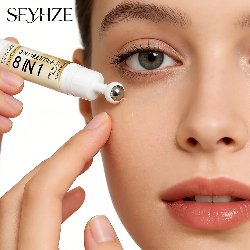 SEYHZE Day Night Eye Essence Tightens Under-Eye Area with Collagen Niacinamide Caffeine & Phytic Acid for Dryness Dark Circles &