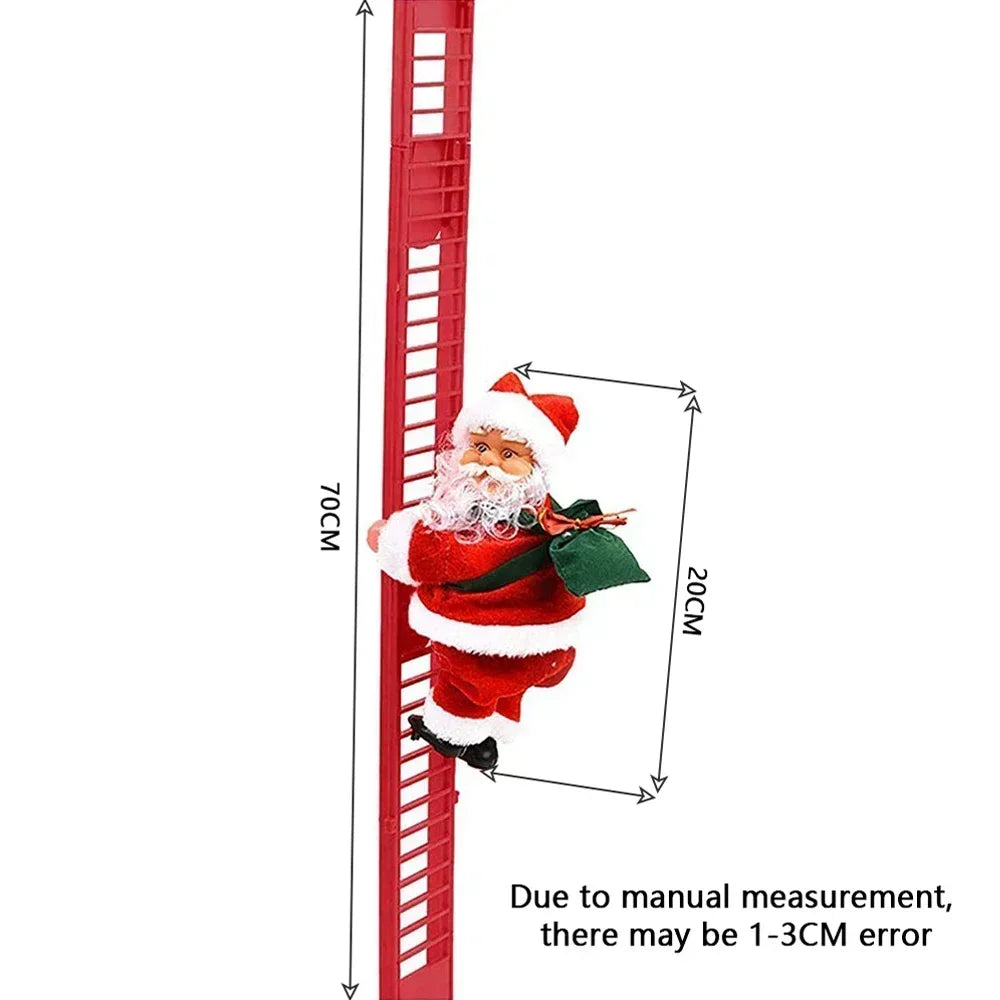 Electric Climbing Ladder Santa Claus Doll with Music, Christmas Tree Hanging Ornament, 2026 New Year Home Decor, Kids Xmas Gift