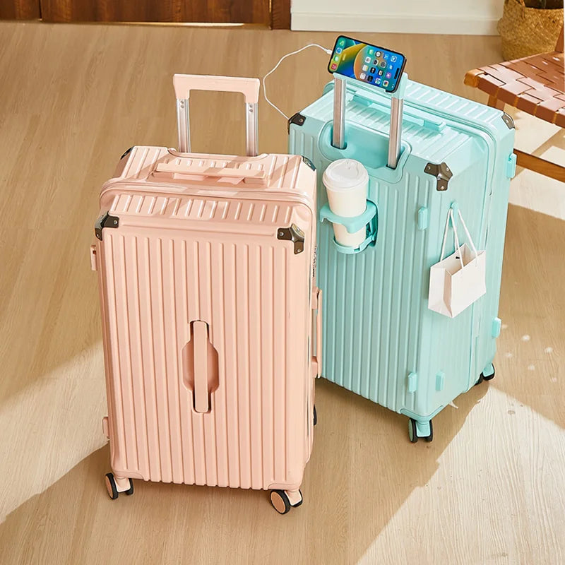 Luggage 20 inch |Cup Holder/Waterproof multifunctional Suitcase Hand Carry Large Capacity Universal Wheel Simple Suitcase