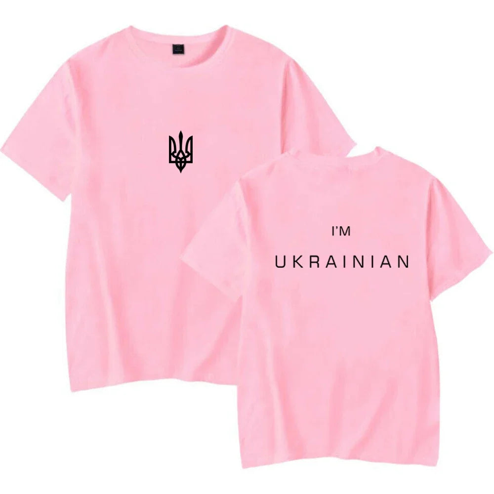 Unisex I'm Ukrainian Shirt Ukraine Trident T-shirt  Women Ukrainian Patriotic Shirts Front and Back Print Tshirt Casual Tops