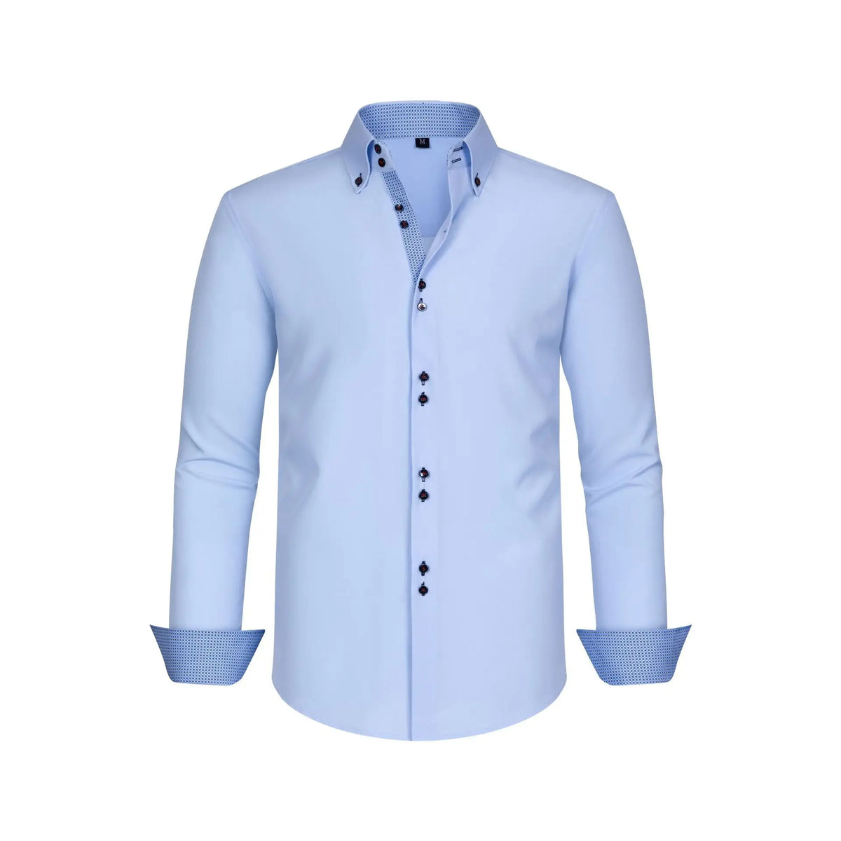 Long Sleeve Casual Shirt For Man Solid Color Patchwork Collar Chic Elegant Double Breasted Men Top Clothing Fashion Streetwear