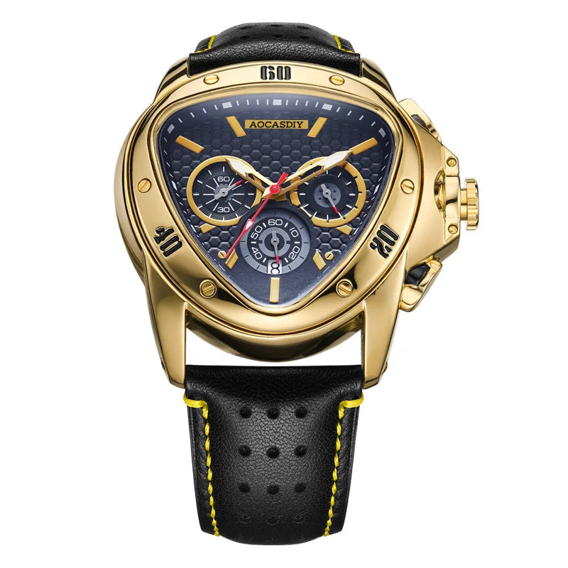New Cool Triangle Watch Men Top Luxury Chronograph Watches Waterproof Quartz Wristwatches Gifts Relogio Masculino Drop Shipping