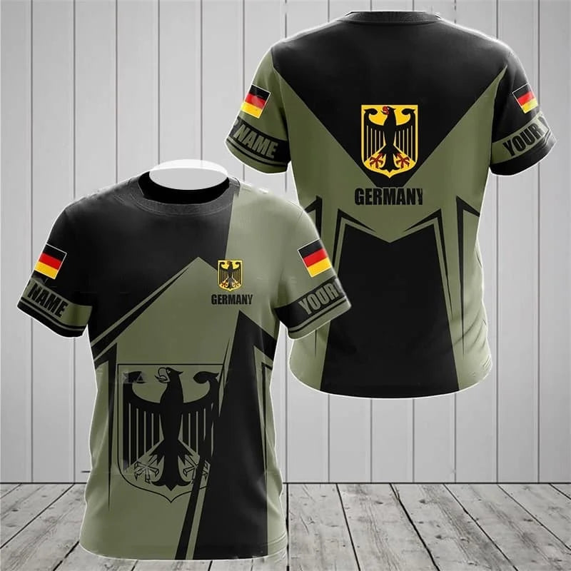 German National Emblem T-Shirt for Mens' Sports Gym T-Shirt Summer Quick Dry Short Sleeves Women Wetsuit Surfing Suit Beachwear