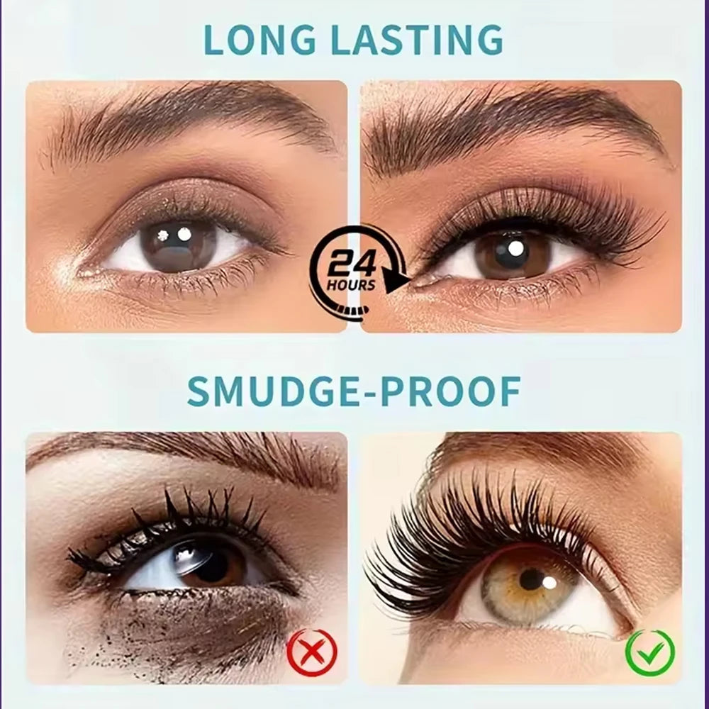 Black Mascara Thickening - Long-Lasting, Volumizing , Fiber Formula with 360° Spiral Brush Waterproof Liquid Fiber Mascara