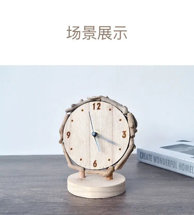 Log Desk Clock Living Room Simple Desktop Ornament Clocks Creative Silent Table Clock Watch Home Decoration