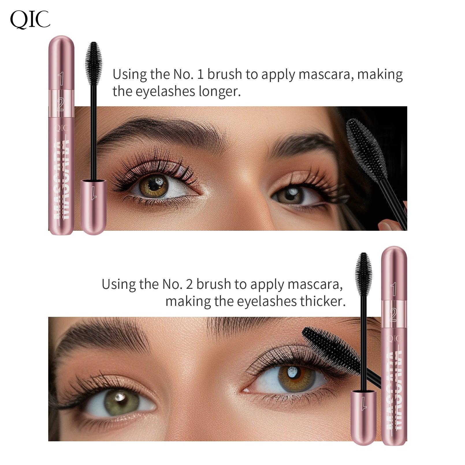 Dual-effect Waterproof Sweatproof 4D Mascara, Thick Lengthening Anti-smudge Dense Long-lasting Curling Eye Makeup