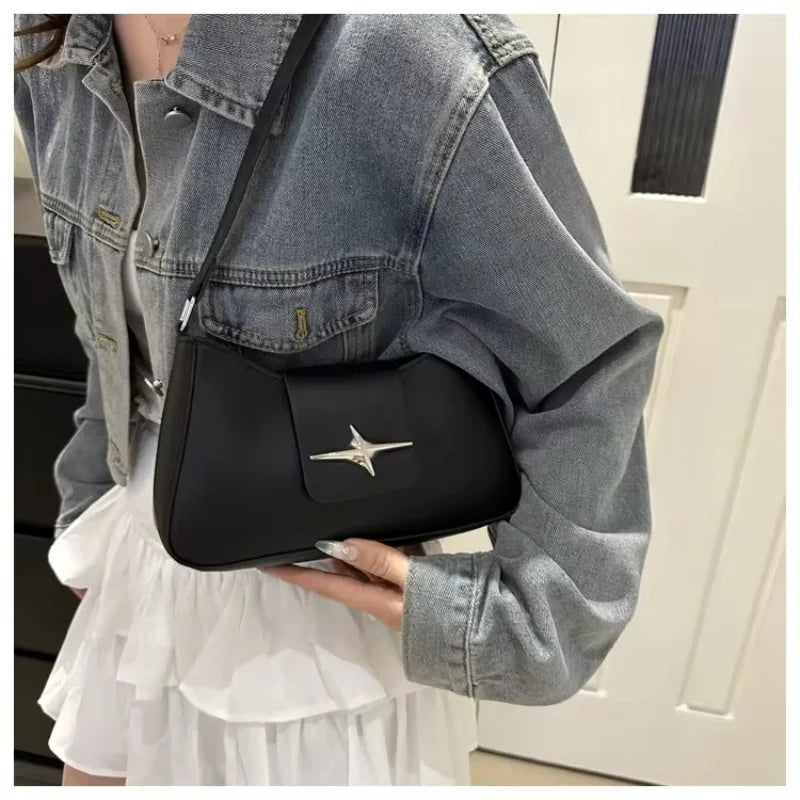 Y2K Vintage Small Purse for Women Classic PU Leather Shoulder Bag Ladies Underarm Handbag Fashionable Daily Crossbody Bag