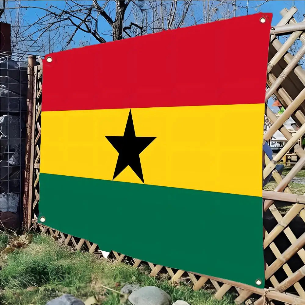 Flag of Ghana Flags Daily four ring borderless design indoor outdoor decor easy hang install