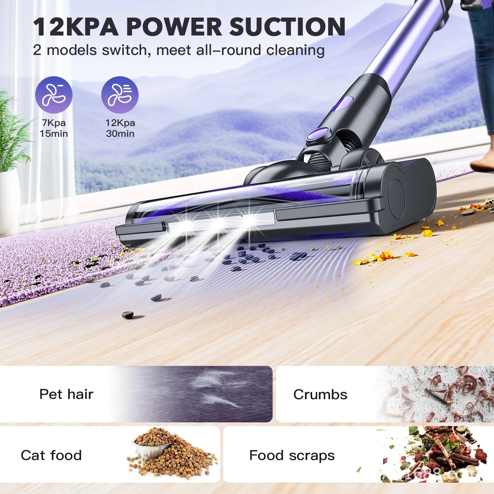 Household Portable vacuum cleaner small large suction hand-held pushrod 2-in-1 cleaning hair telescopic vacuum cleaner