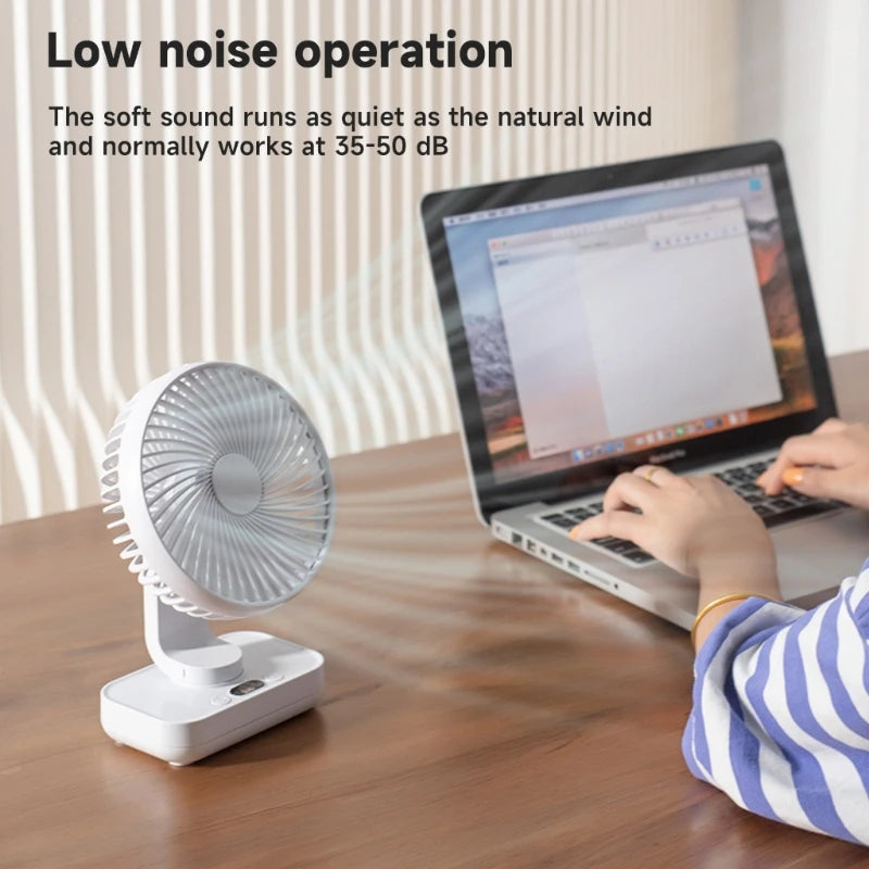 Oscillating Desk Fan with 4000mAh Battery Rechargeable Multidirectional for Home Office Library Travel Camping Outdoor