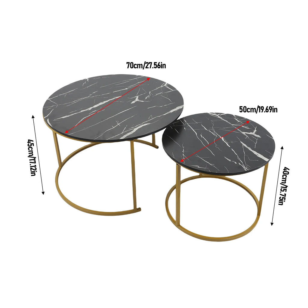 Coffee Table Set Minimalist Modern Nesting Round Center Table for Living Room Apartment Balcony Yard