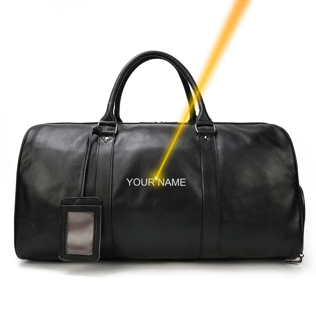 Natural Cowskin Travel Bags Waterproof Men's Leather Overnight Bag Handbag For Plane Luggage Men Male Weekend Bag Business 55cm