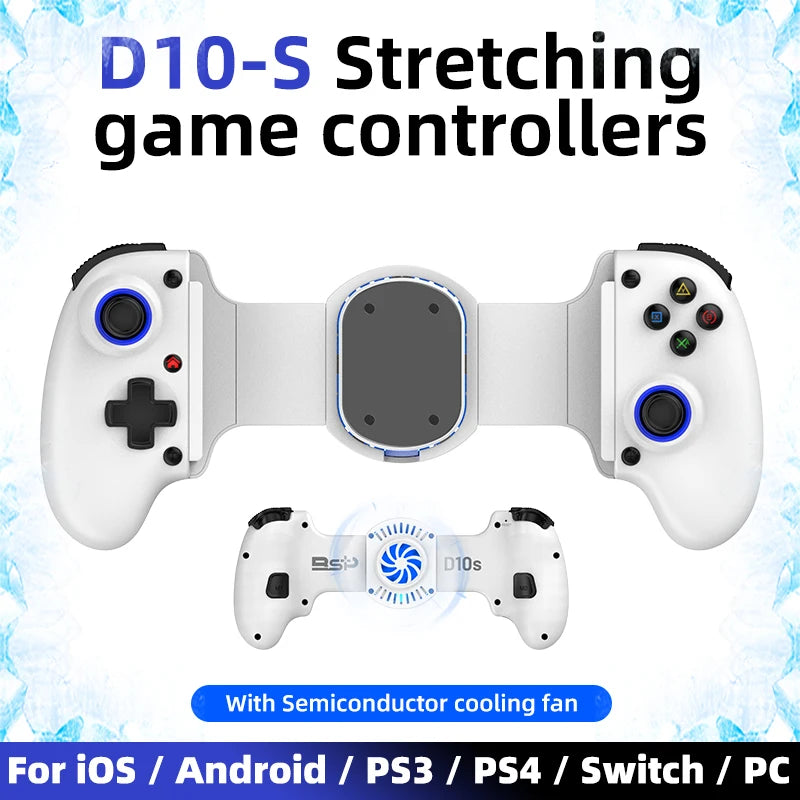 D10/D10S Stretching Cooling Gamepad Bluetooth-compatible 5.2 Joystick For SWITCH/Android/lOS/PC/PS3/PS4 Streaming Controller
